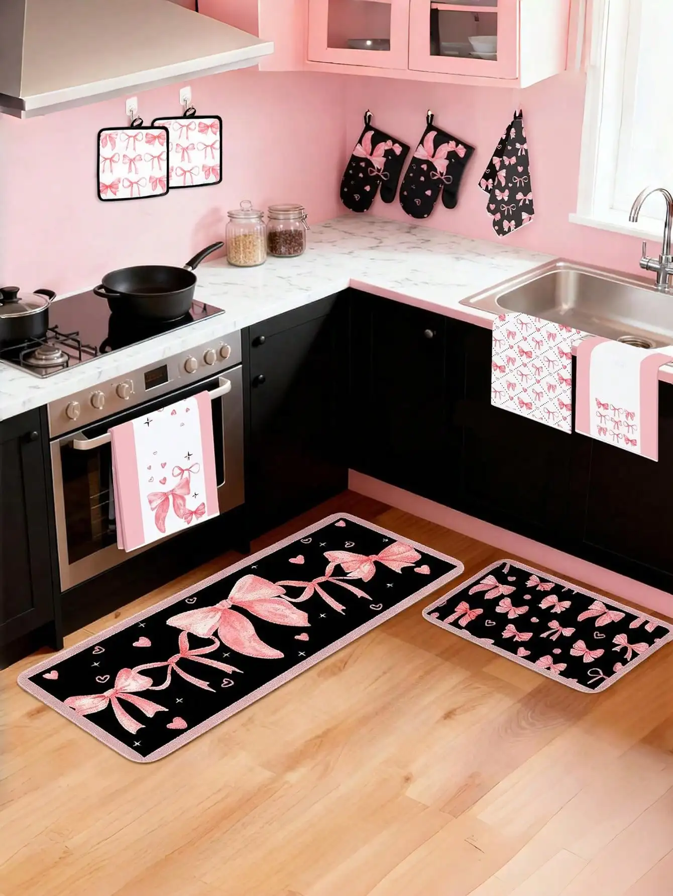 Baking Kitchen Set - مجموعة إكسسوارات المطبخ الوردية المكونة من