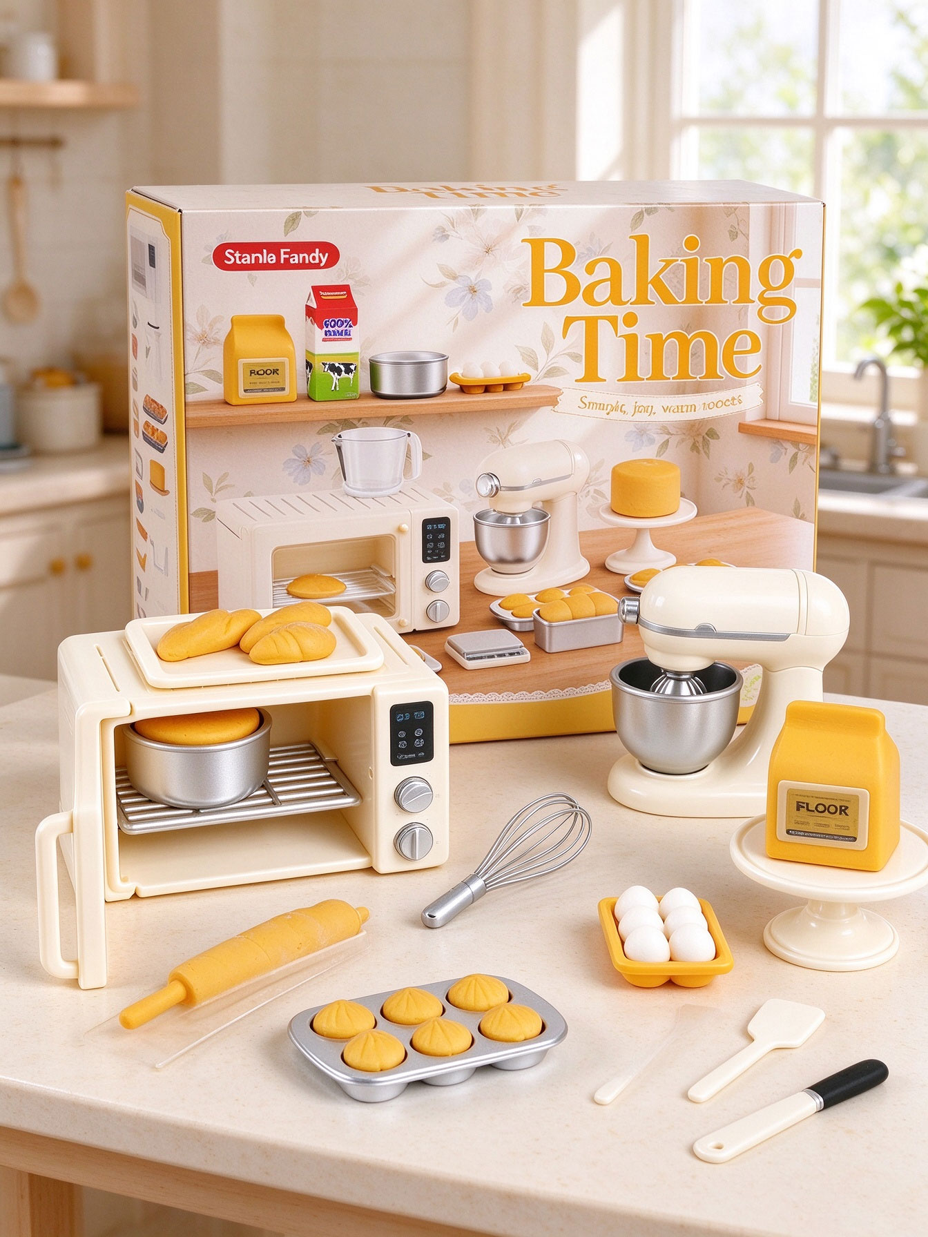 Kitchen Kids Baking Set - مجموعة ألعاب محاكاة مصغرة لعمل الخبز،
