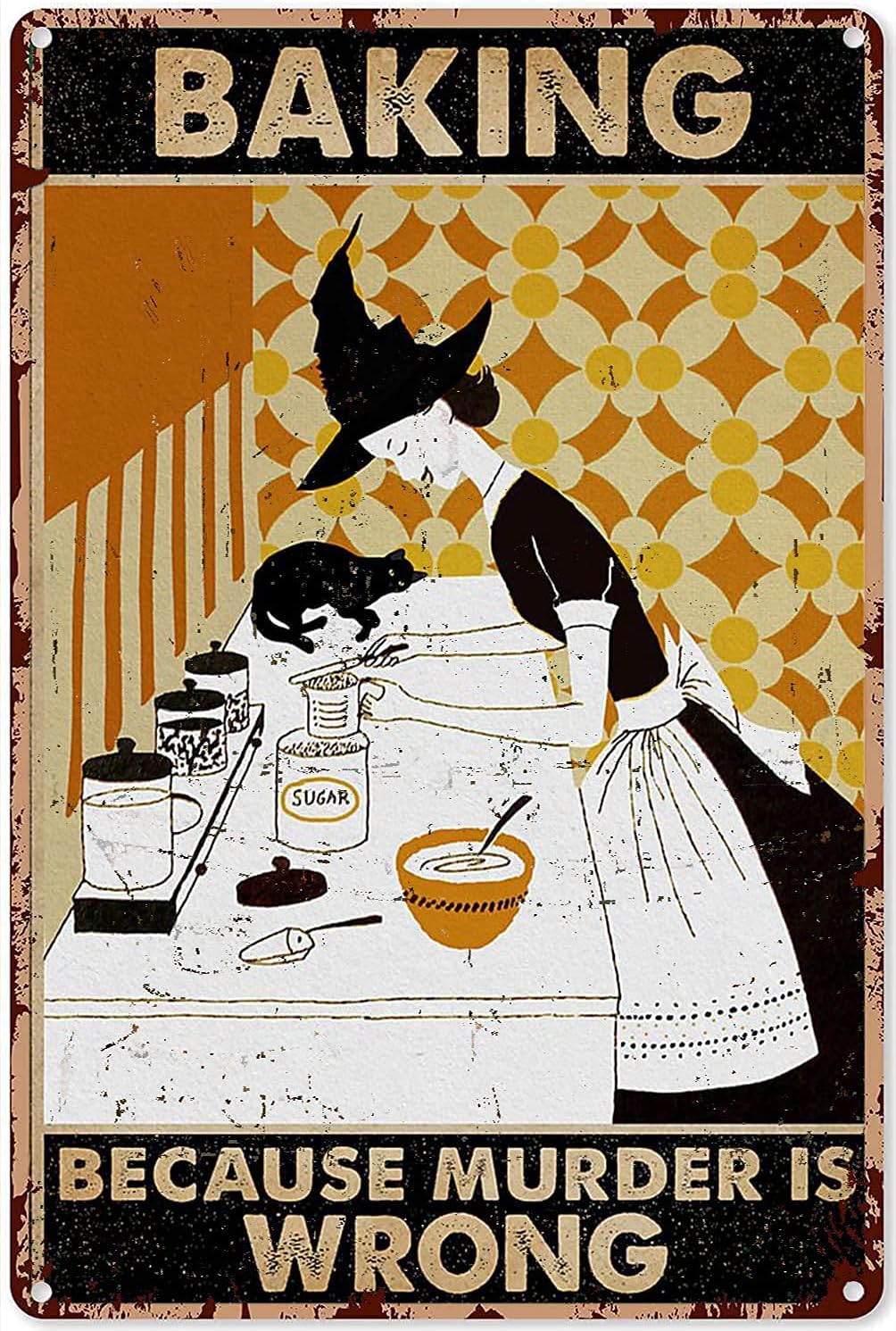 لافتة معدنية عتيقة أنيقة لتزيي - مراجعة Kitchen Witch Baking وسعره